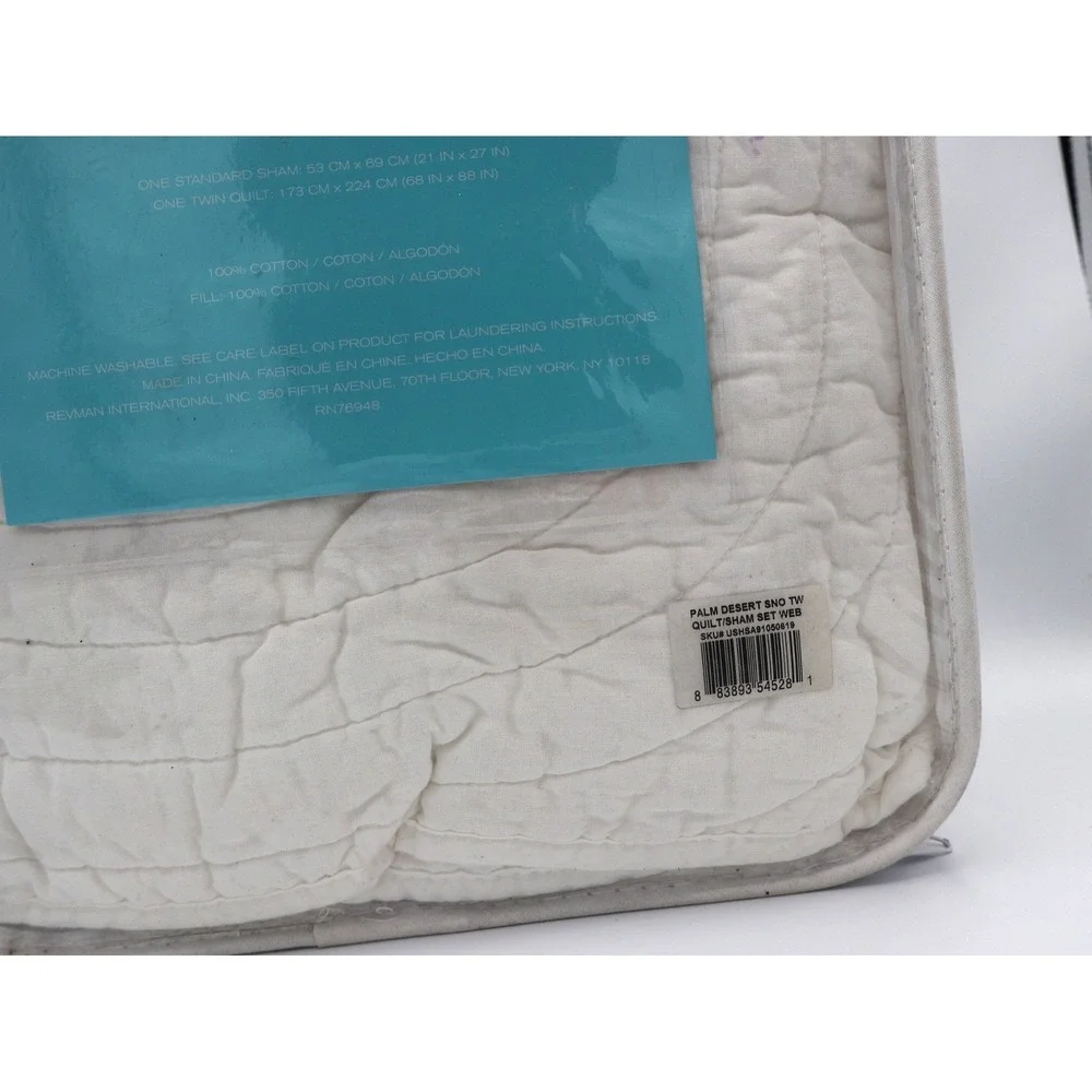 Trina Turk‎ Twin Quilt Set Sham White Cotton Coastal Tropical Palm Desert NEW